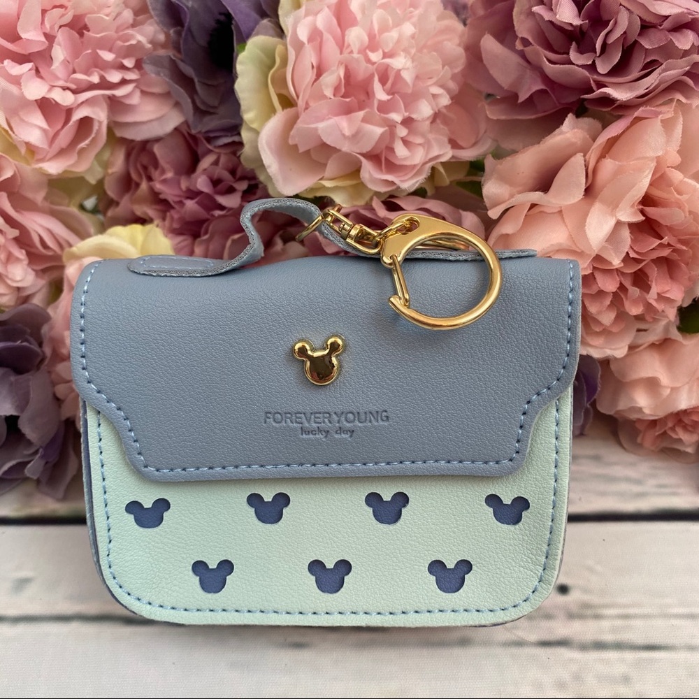 Blue Mickey Mouse Coin Purse Bag Keychain - Picture 4 of 11